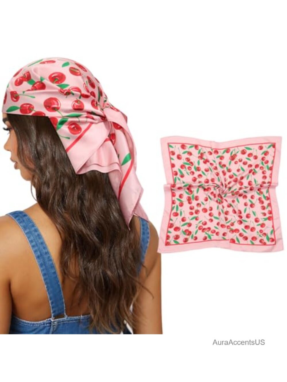 Satin Head Scarf for Women, Square Silk Hair Bandana, Reversible Neck Scarf